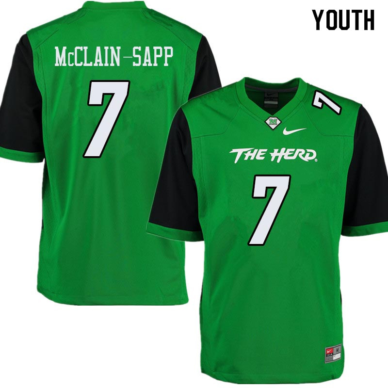 Youth #7 Jaylon McClain-Sapp Marshall Thundering Herd College Football Jerseys Sale-Green